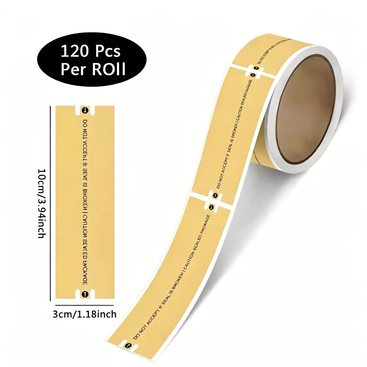 TEMU 120pcs Easy-tear Paper Sealing Stickers, Single-use Tamper- Seals, Rectangular Self-adhesive Box Closure Labels, Roll Pack, Adhesive Stickers