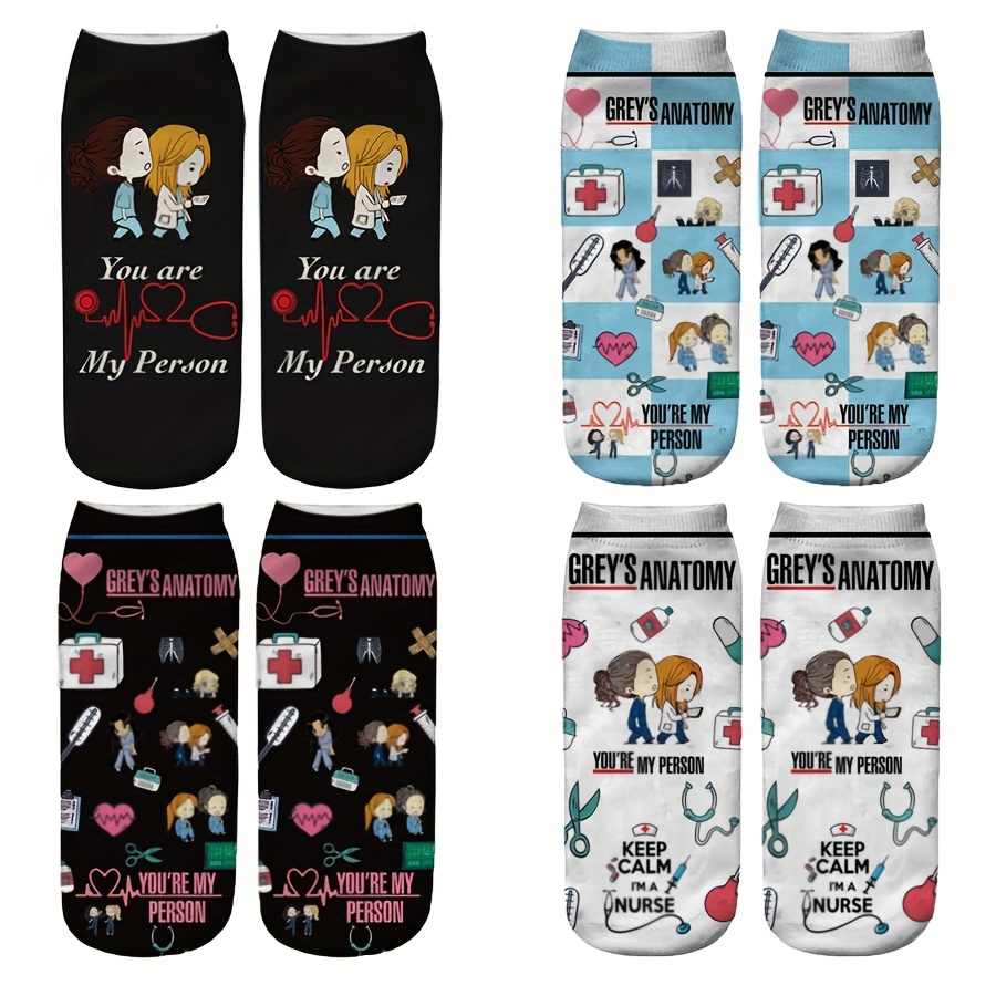 

1/4 Pairs Fun Cartoon Nurse Socks - Nurses, Doctors & Hospital Staff | Unique Graduation Gift Idea