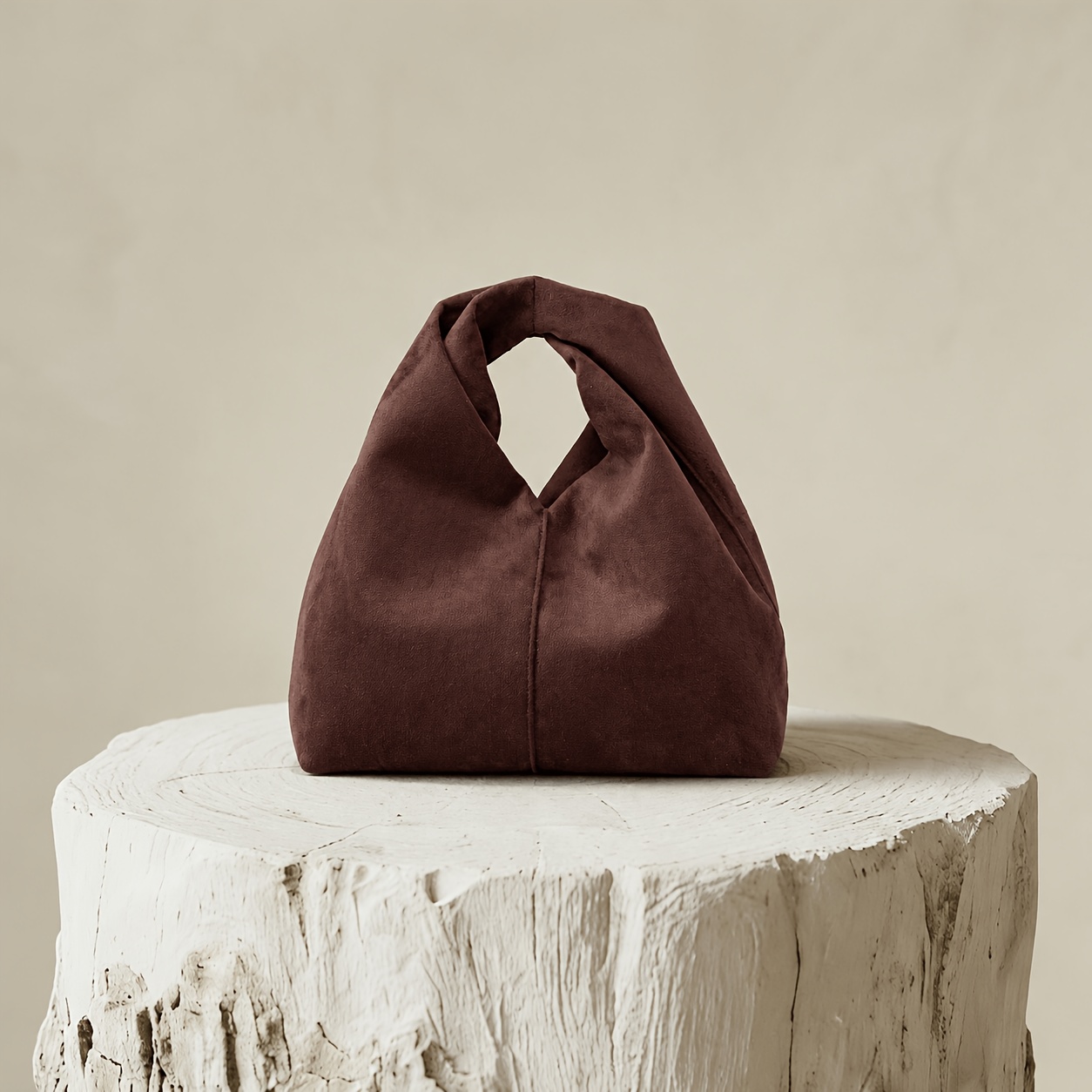 TEMU Women's Evening Dinner Handbag, Vintage Suede Pu Ladies' Handbag, Twist-handle Mini Tote Bag, Casual Small Bag With Magnetic Clasp And Built-in