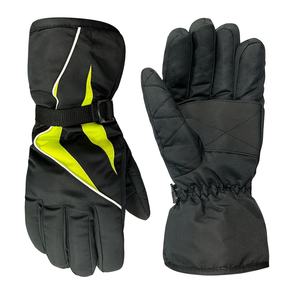 TEMU Winter Ski Gloves, Thickened Fleece Warm Long Gloves, Unisex, Outdoor Cycling Running Gloves, Full Finger Gloves Windproof Resistant Palm