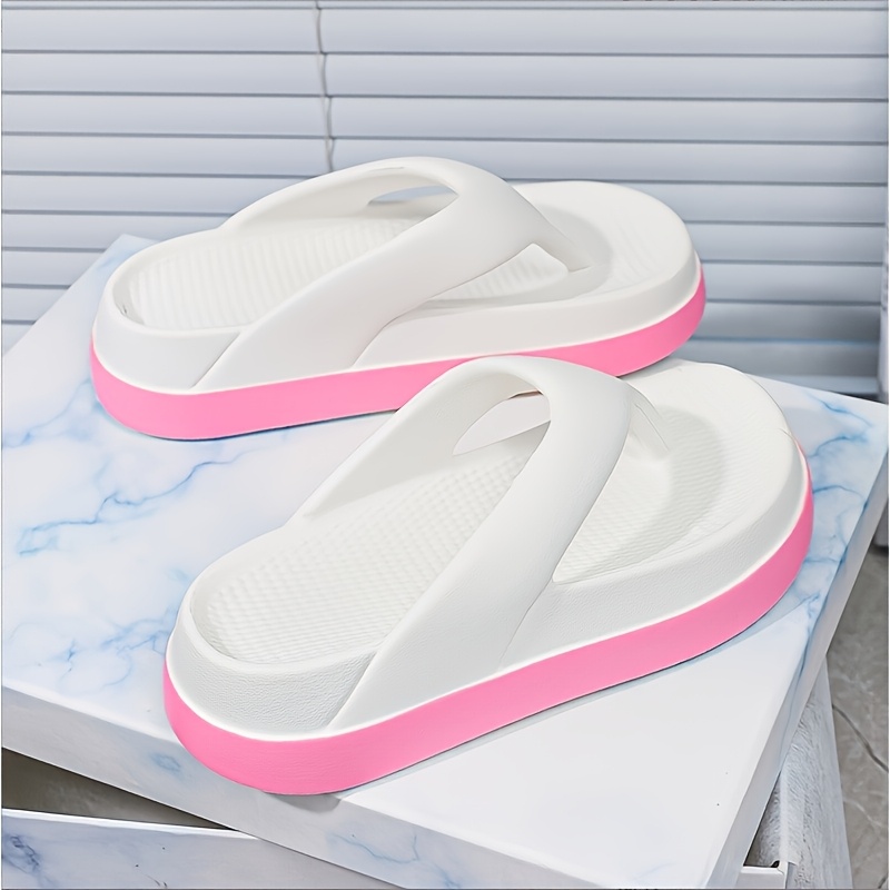 Image of Women's Flip Flops, Outdoor Height-increasing Thick-soled Beach Slippers For Walking, Casual Comfortable Fashion, Women Shoes