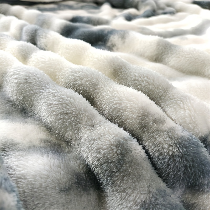 contemporary plush   rabbit fur printed bed blanket thick   friendly high gsm   gift throw for men and women versatile sofa shawl travel blanket machine washable polyester details 3