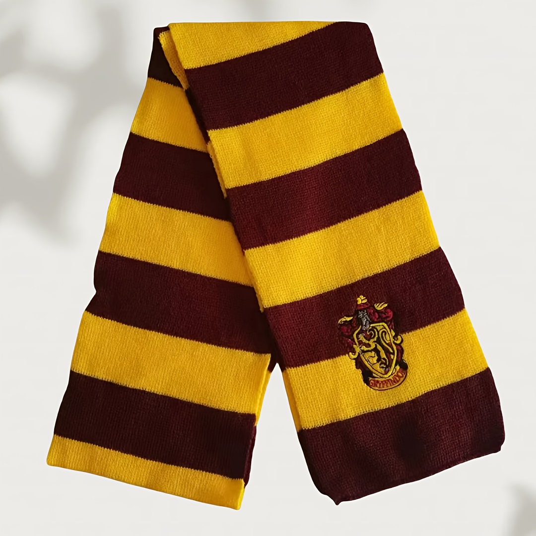 TEMU Wb . Harry Potter Badge Scarf Suitable For Cosplay Costume Accessory With Emblem Badge, Breathable Elastic House Scarf For Uniforms, Themed