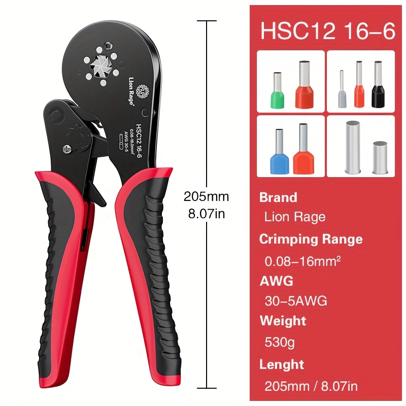 E-shop Lion Rage Hochpräzise Crimpzangen - Spitzzange, Kaltcrimp Europäischer Stil, 0.08-16 Quadratbereich, Anschluss- & -Crimper