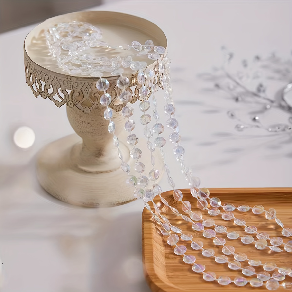 30pcs Acrylic Crystal Garland Beads – Wedding & Party Decor DIY (Clear, 14mm/38mm)