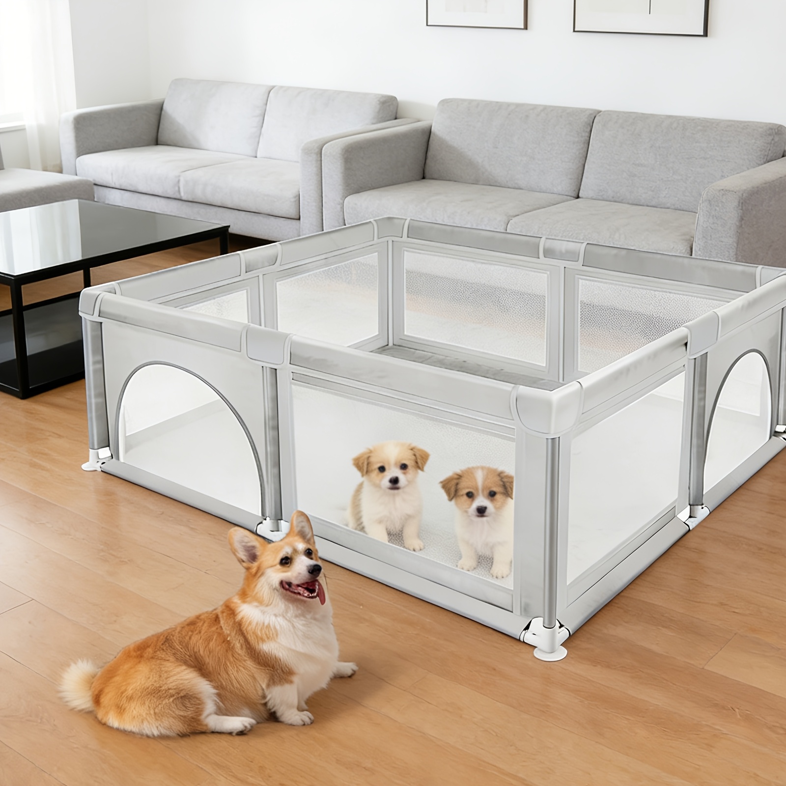 TEMU 120x120x66cm Small Puppy Playpen Without Top Cover | For Indoor Or Outdoor - Pet Exercise Playpen With Door, Puppy Cage Dog Fence For Small