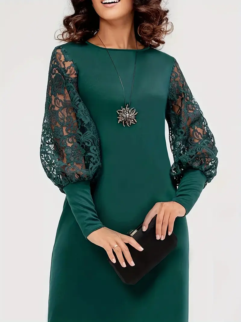 Y2324# New Long-Sleeved Dress Lace Hollow Stitching Design Loose And * Elegant *-Length Dress Y2324# New Long-Sleeved Dress Lace Hollow Stitching Design Loose And * Elegant *-Length Dress