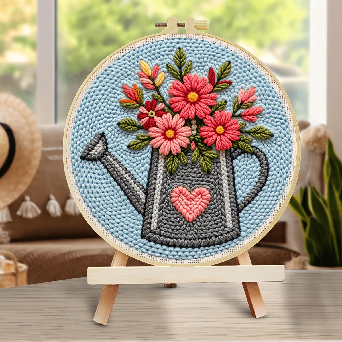 2D Adult Beginner Punch Needle Embroidery Kit with Floral Theme