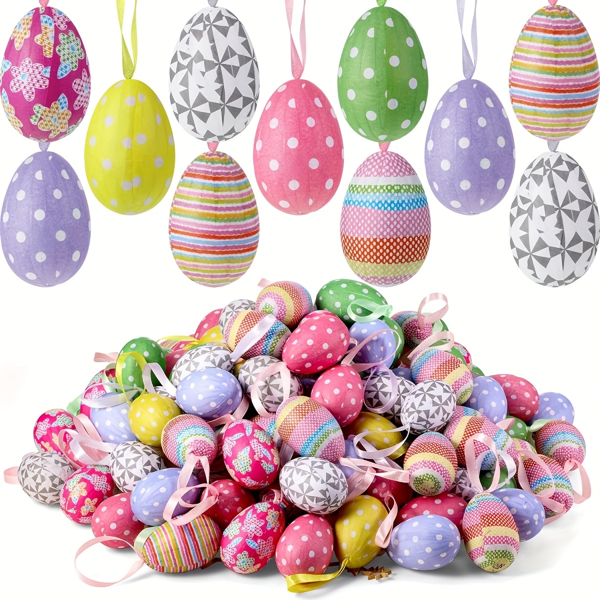 

6/12pcs Easter Hanging Eggs - Pvc Foam Ornaments For Crafts, Tree Decorations, Spring & Easter Party Favors - No Electricity Needed, Ideal For Weddings, Bridal Showers, Birthdays, Anniversaries