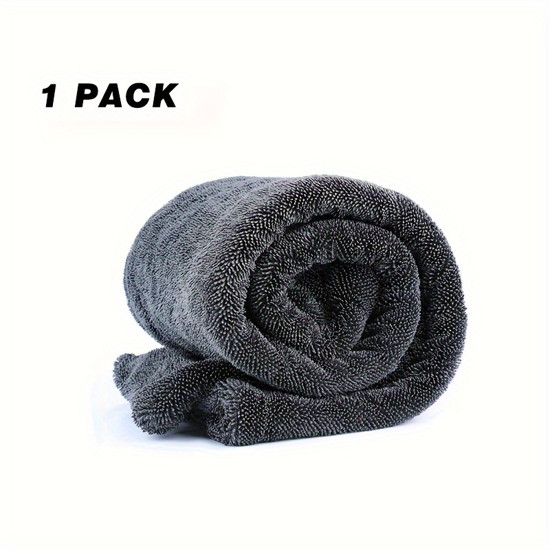 TEMU Extra Large Double Sided Car Drying Towel - 1500 Gsm Twisted - 70/30 Microfiber Drying Towel For Cars, Trucks, Suvs - Absorption, -free - 24" X 36", Grey