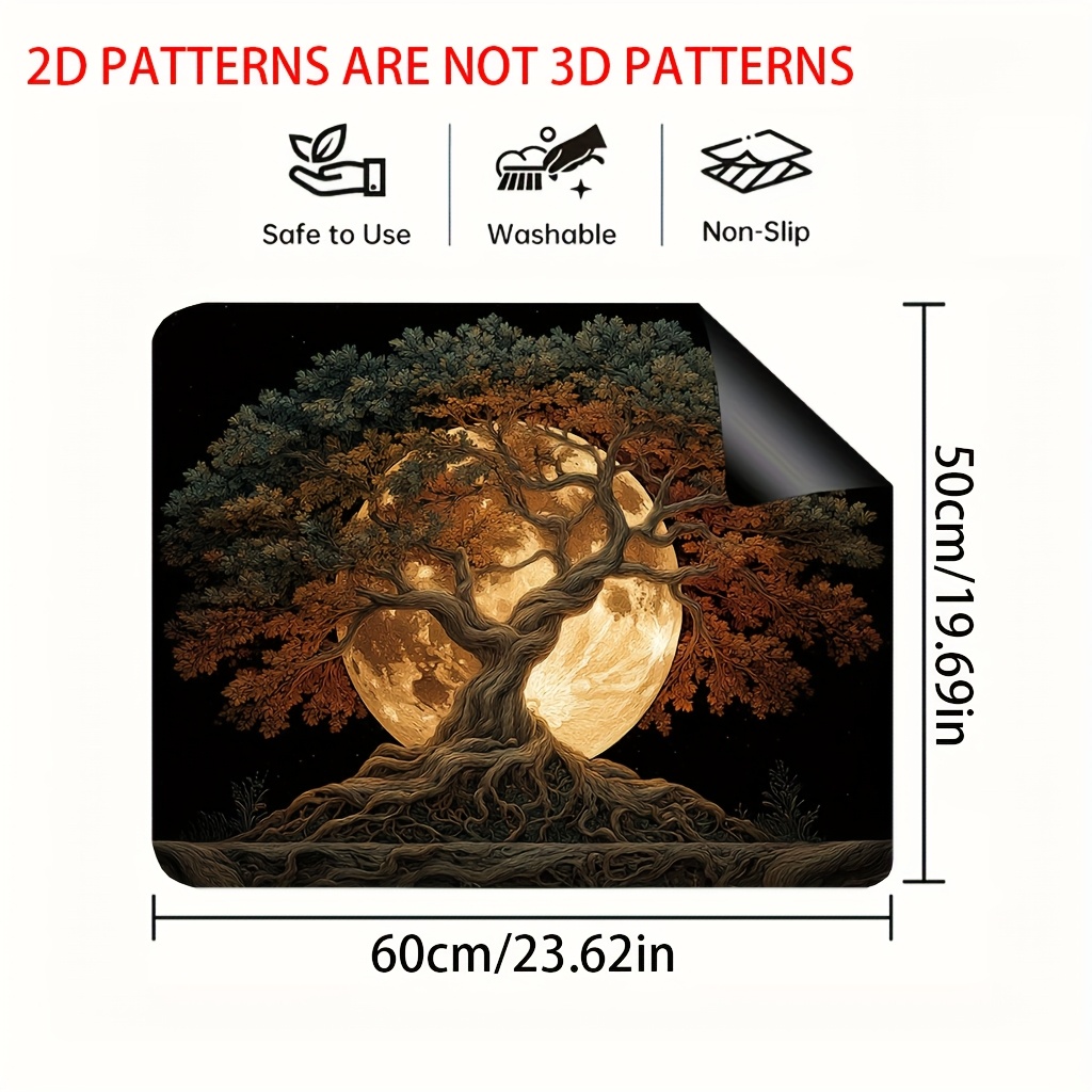 TEMU 1pc Stove Top Protector With Tree Of Life & Moon Design - Non-slip Stove Protector Pad, Heat-resistant For Glass/induction/oven, For,, Cooktops,
