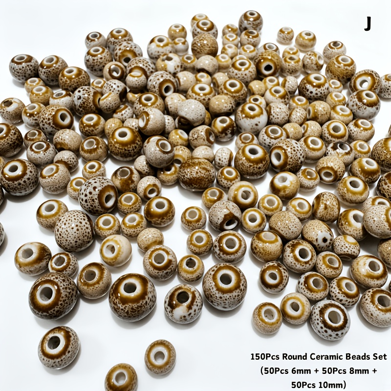 Mixed Size Colorful Glazed Round Ceramic Beads for Jewelry Making