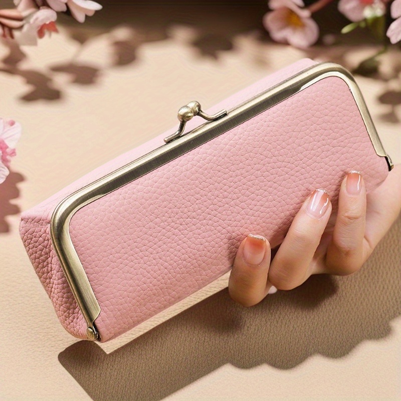TEMU Étui à lunettes PU tendance - Blocage RFID, Pochette crayon à fermeture , Porte-monnaie pour femmes, Sac dans le sac, Rangement pour rouge à