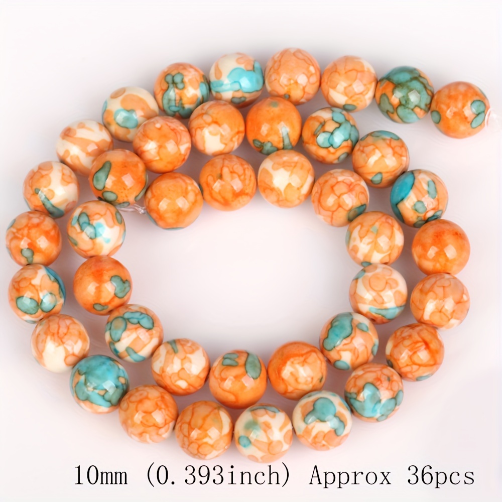 TEMU 36/45/58/88pcs Stone Round Spacer Loose Beads For Jewelry Making Bracelets Additions