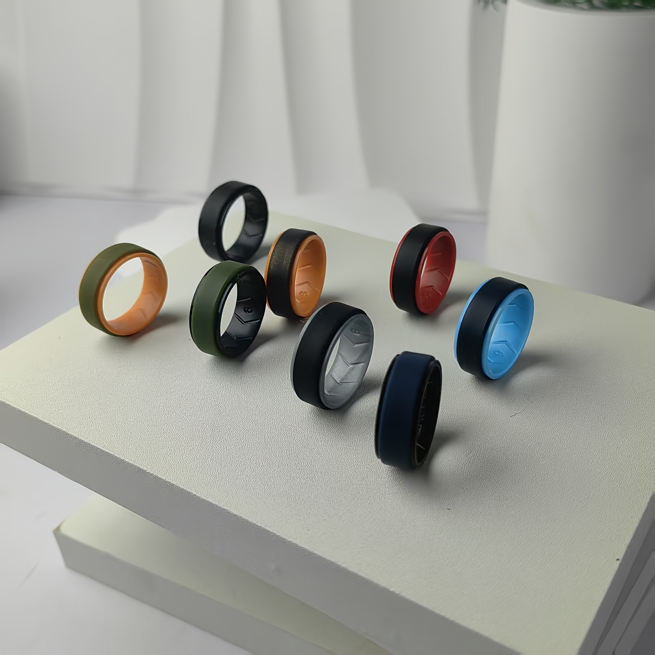 8mm Wide Flat Men's Silicone Ring for Sports