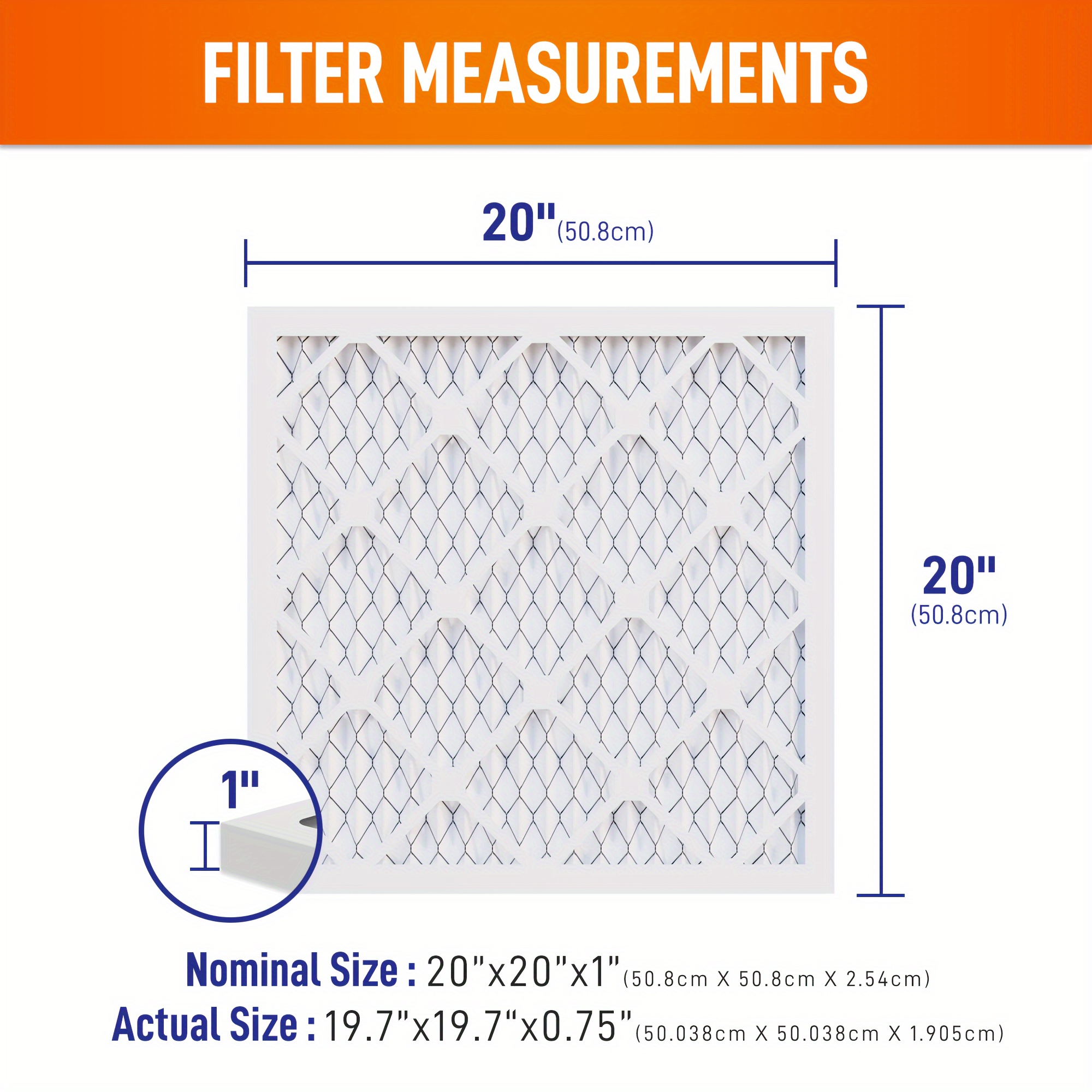 6pcs  8  11  13 pleated air filters for hvac ac furnace dust defense   20x20x1 inches actual size 19 70 x 19 70 x 0 75 by mr filters details 3