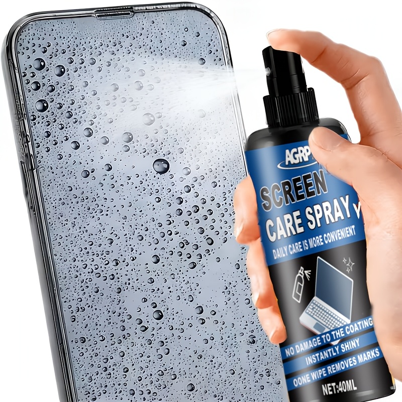 40ml spray + mikrofasertuch, wiederverwendbar,   für multifunktionale bildschirmpflege, staubentfernung für handys, tablets, autos, brillen elektronikprodukte, kompaktes design,   effizient, spray mikrofasertuch