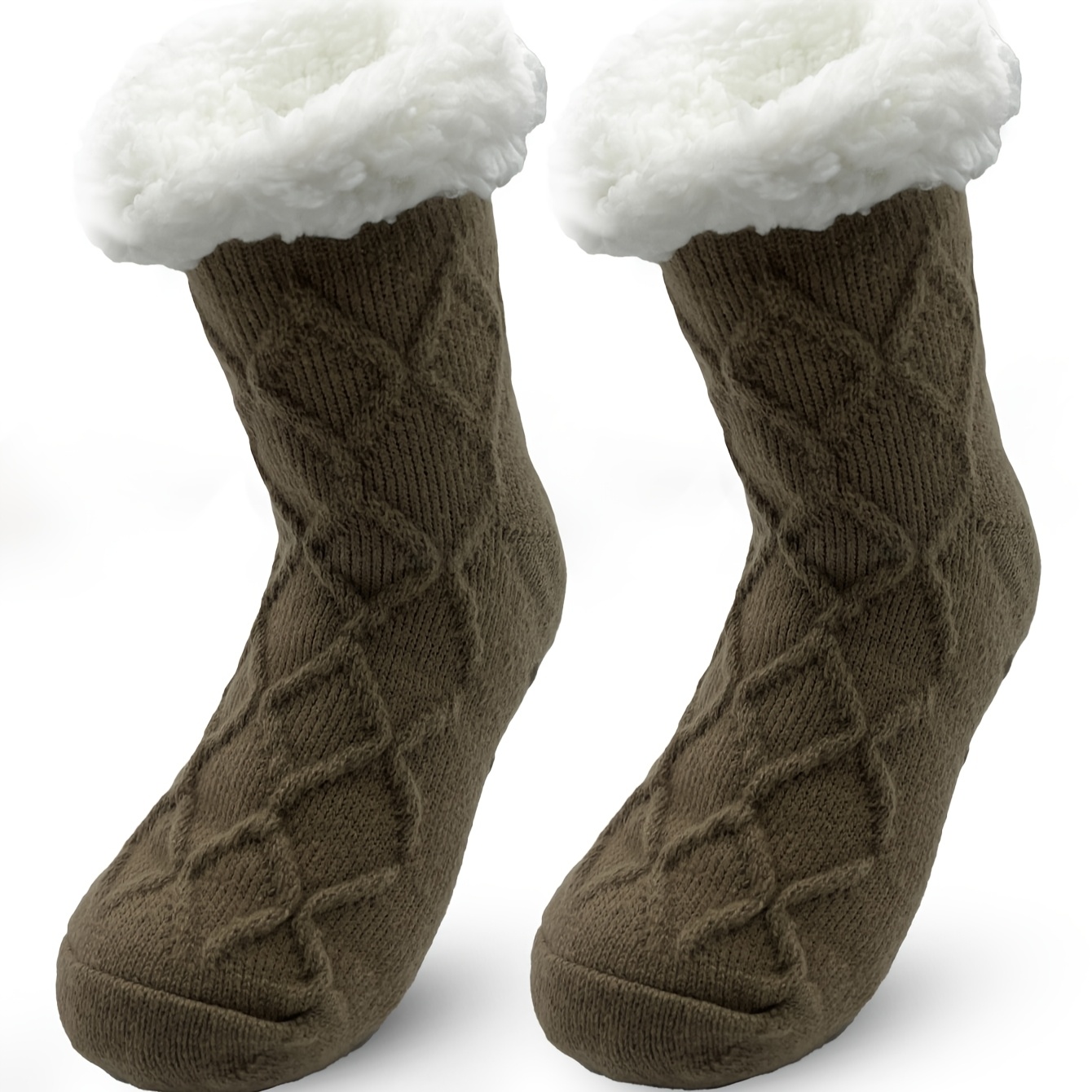 TEMU 1 di Calzini da Inverno, Invernali a Righe, Foderati in Pile, Spessi, Incollati con Punti, Calze da Maternit�, Pantofole, Calze, Calzini da Casa