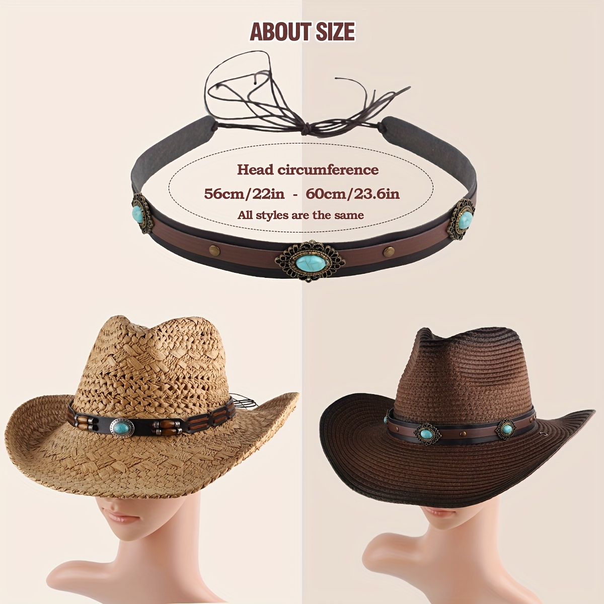 10pcs 1 set womens hat additions vintage wind faux leather  display picture 2