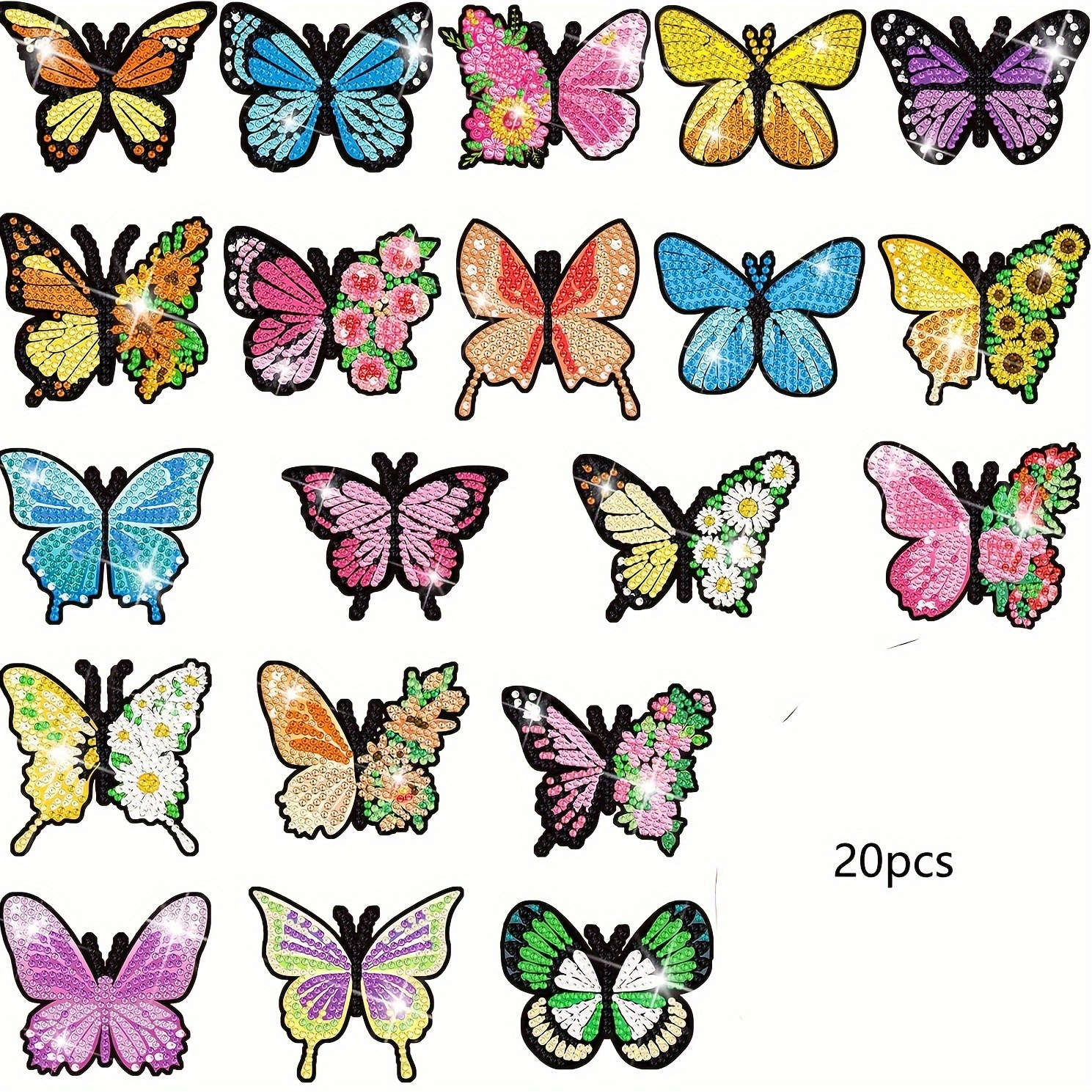 

20pcs Faux Diamond Painting Magnet Kit, For Making Butterfly Fridge Stickers, Faux Diamond Art Set For Beginners, Decorative Refrigerator Magnets, Craft Gift For Home Decors