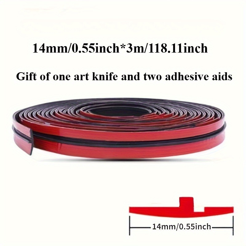 TEMU 1pc 118.11" Long T-shaped High-quality Rubber Windshield Sealing Strip | Heavy-duty Waterproof Soundproof Dustproof Leak-proof | Universal Fit