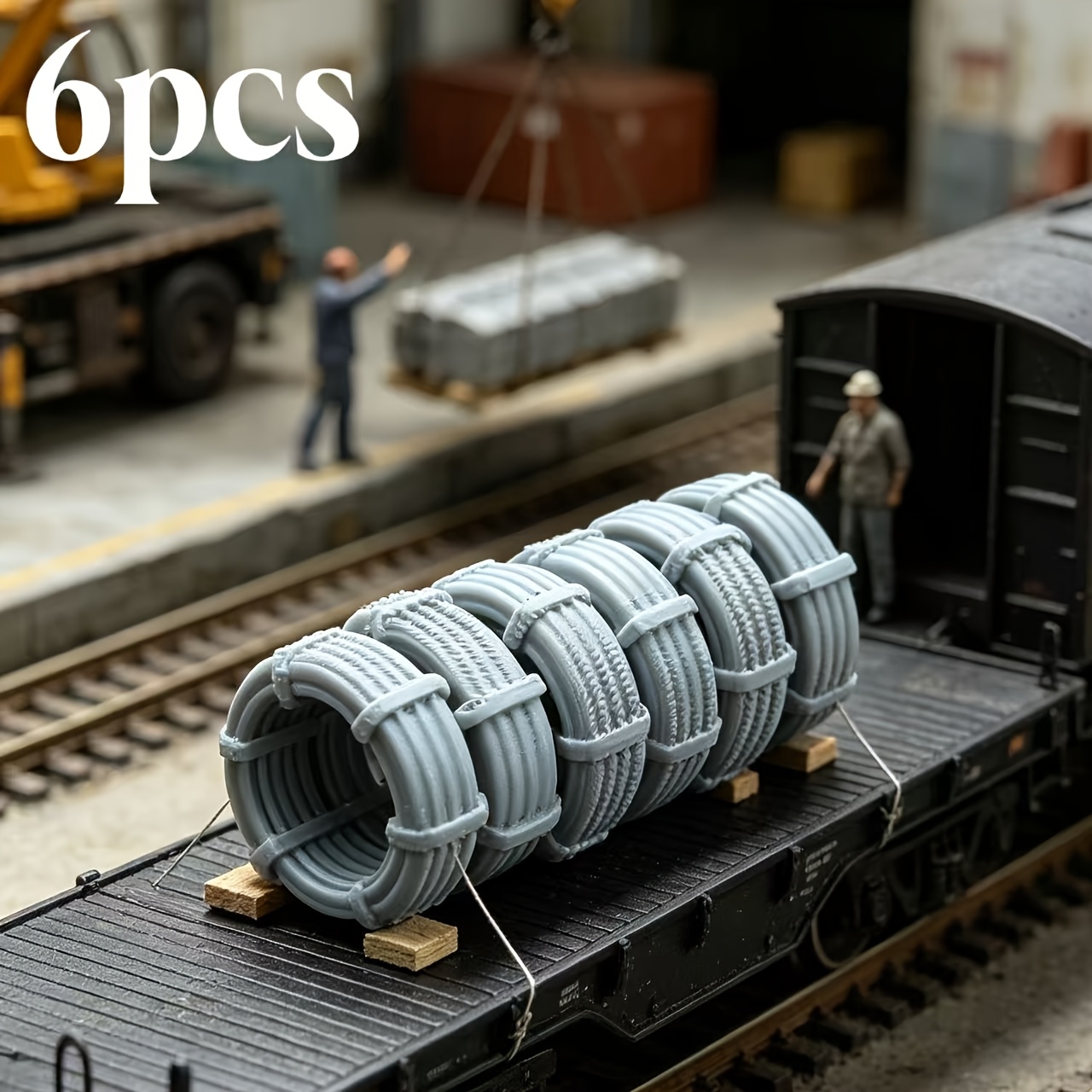 TEMU 6pcs, Ho Scale Miniature Scene Train Transport Large Cable Plastic , /1:87 Scale, Suitable For Factory Models, Miniature Photography, Crafting,