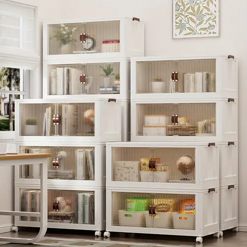 foldable storage 3 4 5 layers large double opening storage organizer large storage box with lid and wheels can store clothes snacks toys and books home office outdoor foldable container kitchen storage box