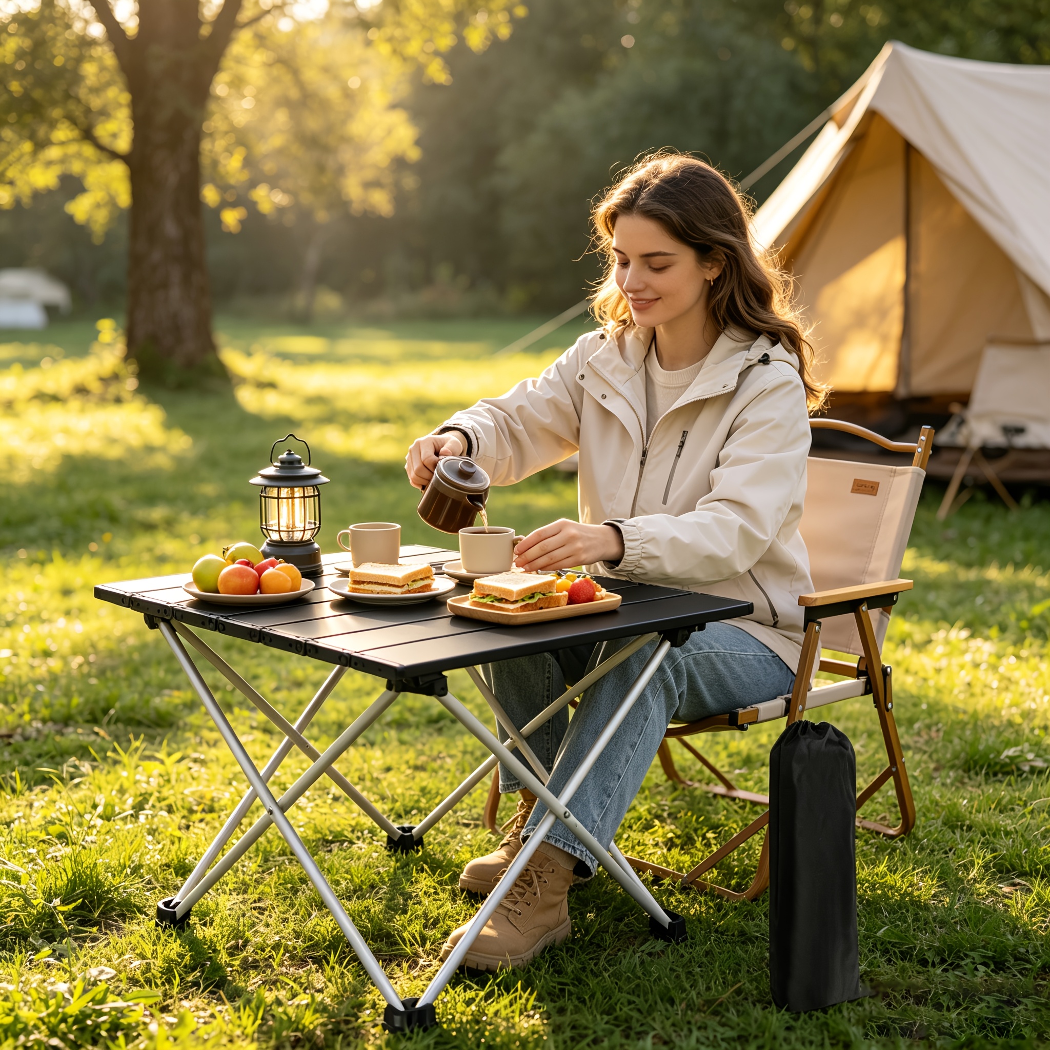 Portable Folding Camping Side Table A Multifunctional Beach Table And Compact Picnic Table Suitable For Outdoor Picnics, Barbecues, And Hiking.
