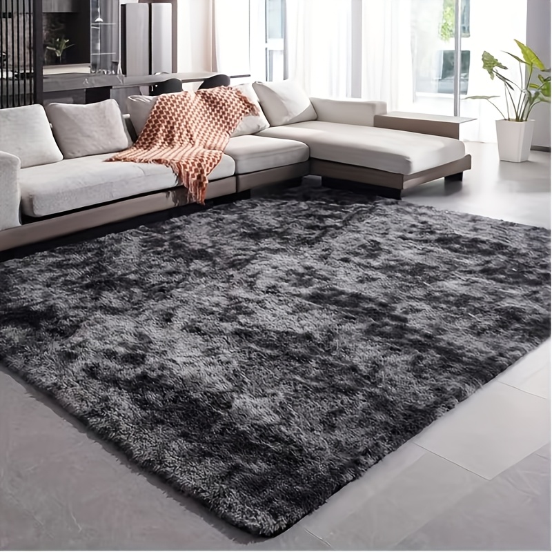 TEMU 1pc Light Gray Rectangular Plush Artificial Rug, Durable Non-shedding Indoor Home Decoration Rug, Easy To Clean Portable, Rug Large Size Living
