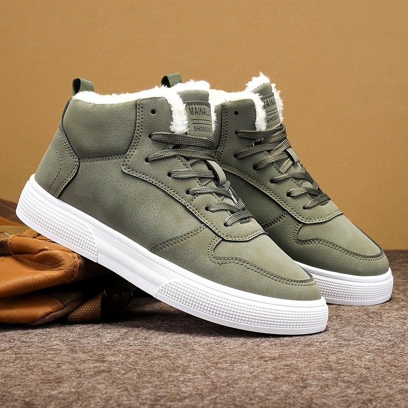 mens   top lace up boots with warm plush lining for comfortable winter outdoor street walking and strolling winter boots Product details 0