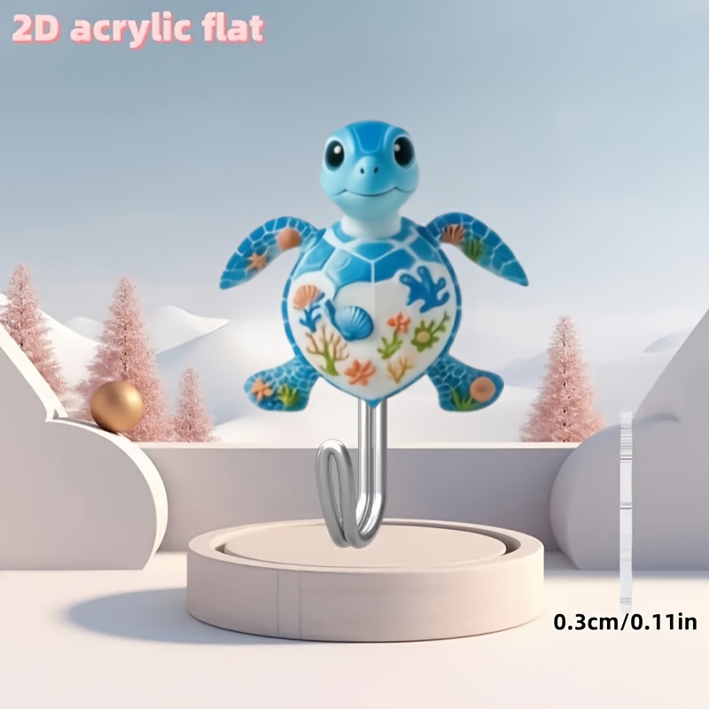 E-shop 2Dflat – Süßer kleiner Schildkröten-Haken – Bohrfreier, spurenloser Tür- & Badezimmerhaken, einfach zu installieren, stilvolles Design. Geeignet