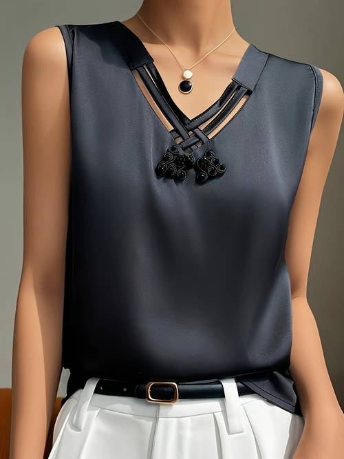 kolsuz v moda ve çok yönlü kazak tank top