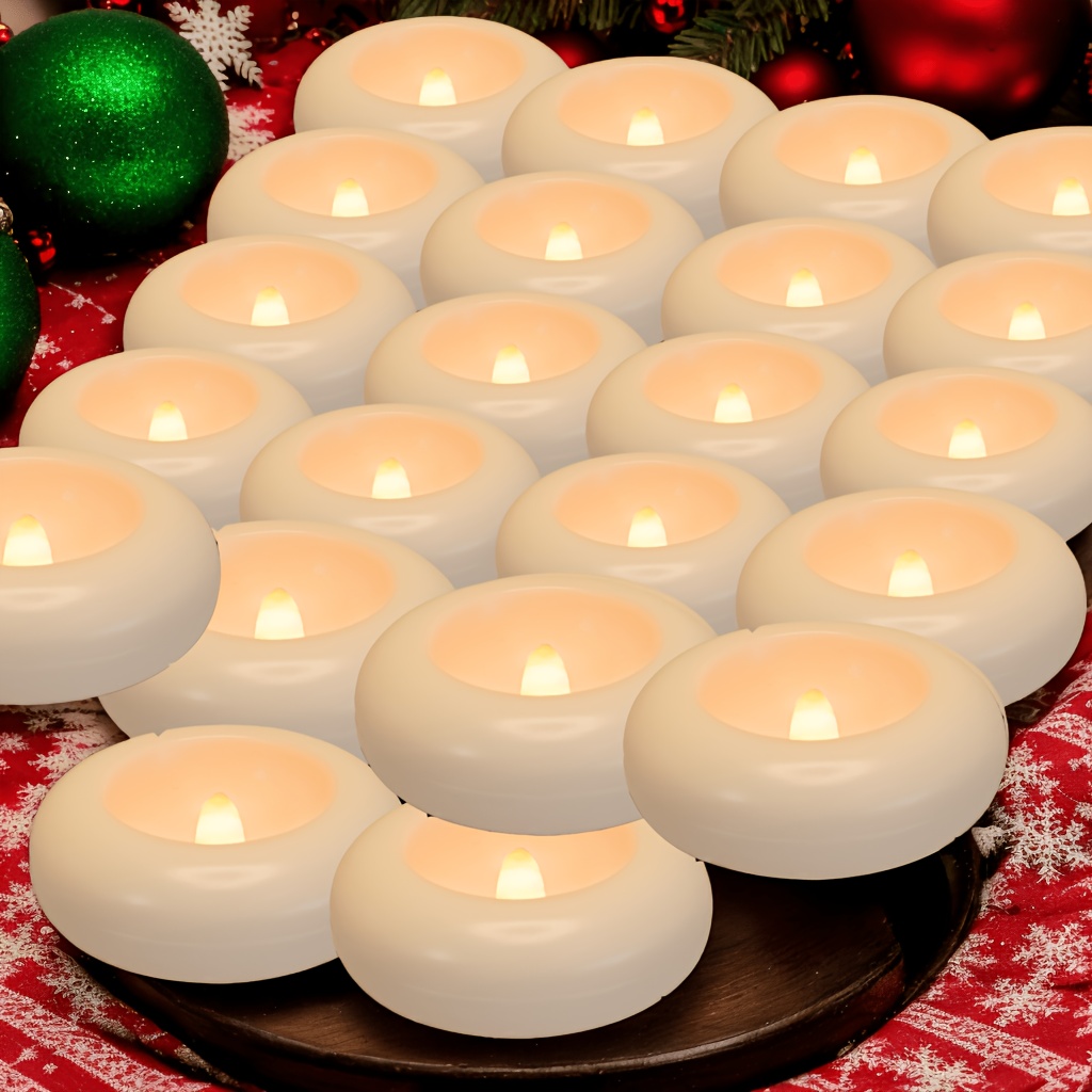 TEMU 24pcs Flameless Led Floating Candles, Powered Candles, Ambient Flameless Candles, Light Exquisite Decorative Candles For Pool/ Tub/ Hot Tub/