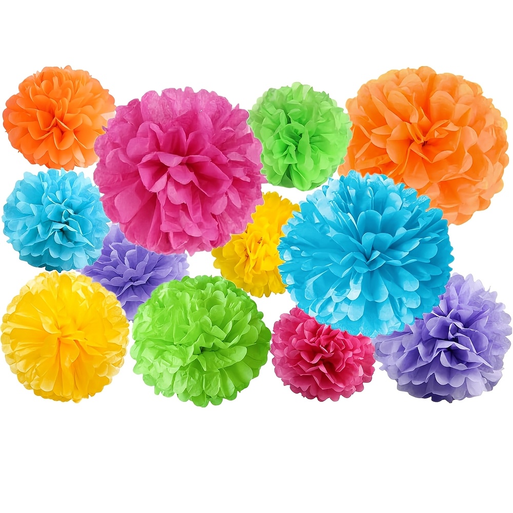 

12-pack Paper Pom Pom Set, Assorted Sizes For Wedding, Bridal Shower, Birthday, , Carnival, Game Room Decor, Holiday Decorations For Valentine's Day, Graduation, De - No Electricity Needed