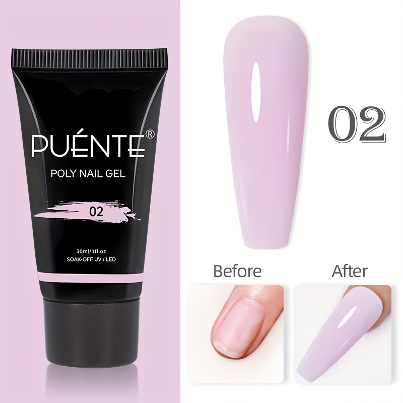 Puente 30ml Poly Nail Gel Nail Polish, Pinkish Extension Nail Gel, Acrylic Gel Finger Extension For Sensitive Skins, Semi Permanent Fast Builder Gel Polish, Soak Off Poly Nail Varnish