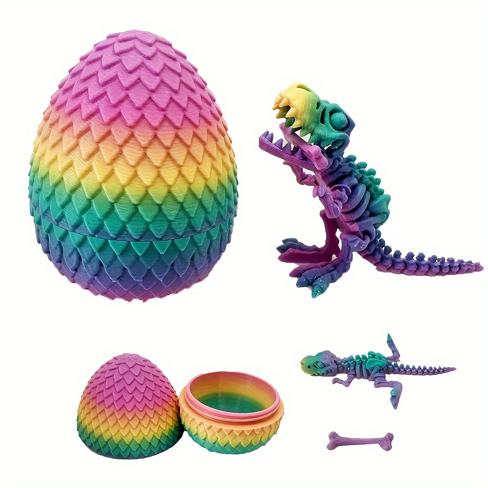 

Mini 3d Printed Skeleton & Dinosaur Egg Set - Colorful, Christmas & Thanksgiving Decorations, No Batteries Required