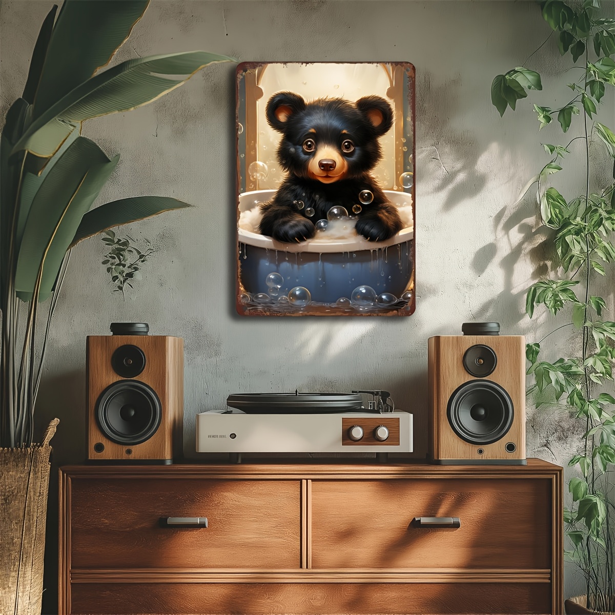 

1pc Vintage Black Bear In Bath Metal Tin Sign, 8x12 Inches, Animal Theme Wall Art, Multipurpose Decor For Kitchen, Bathroom, Dining Room, Farmhouse, Bedroom, Cafe - English Text, Wall Hanging