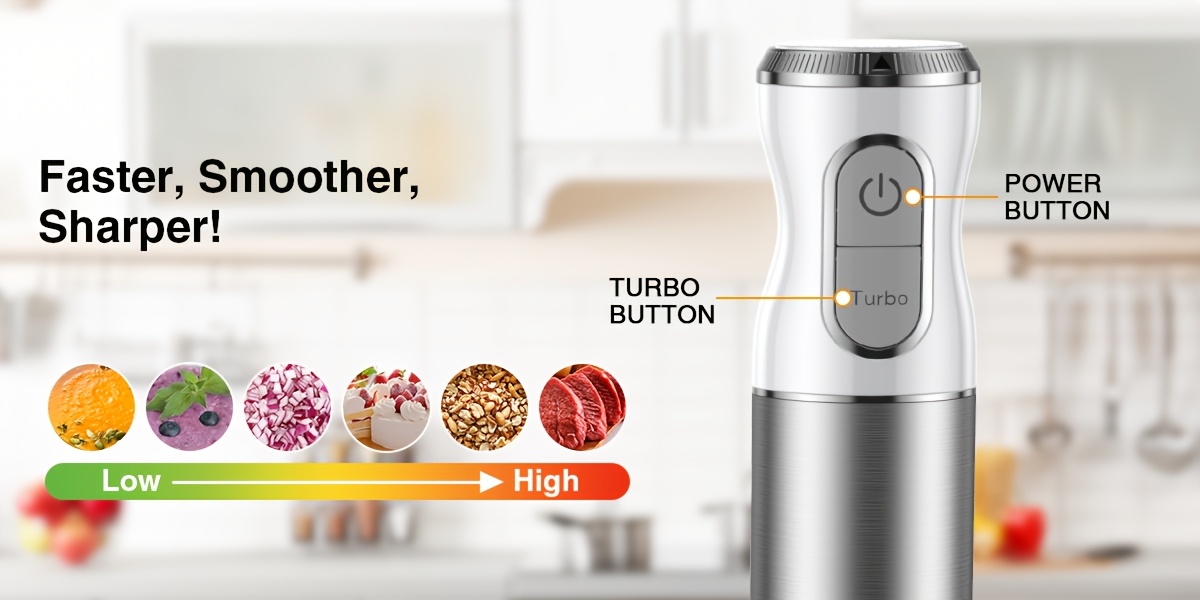 5 in 1   blender for kitchen and home use idea gift 450w 30 speed hand blender with copper   600ml mixing beaker 500ml food processor whisk milk frother white Product details 2