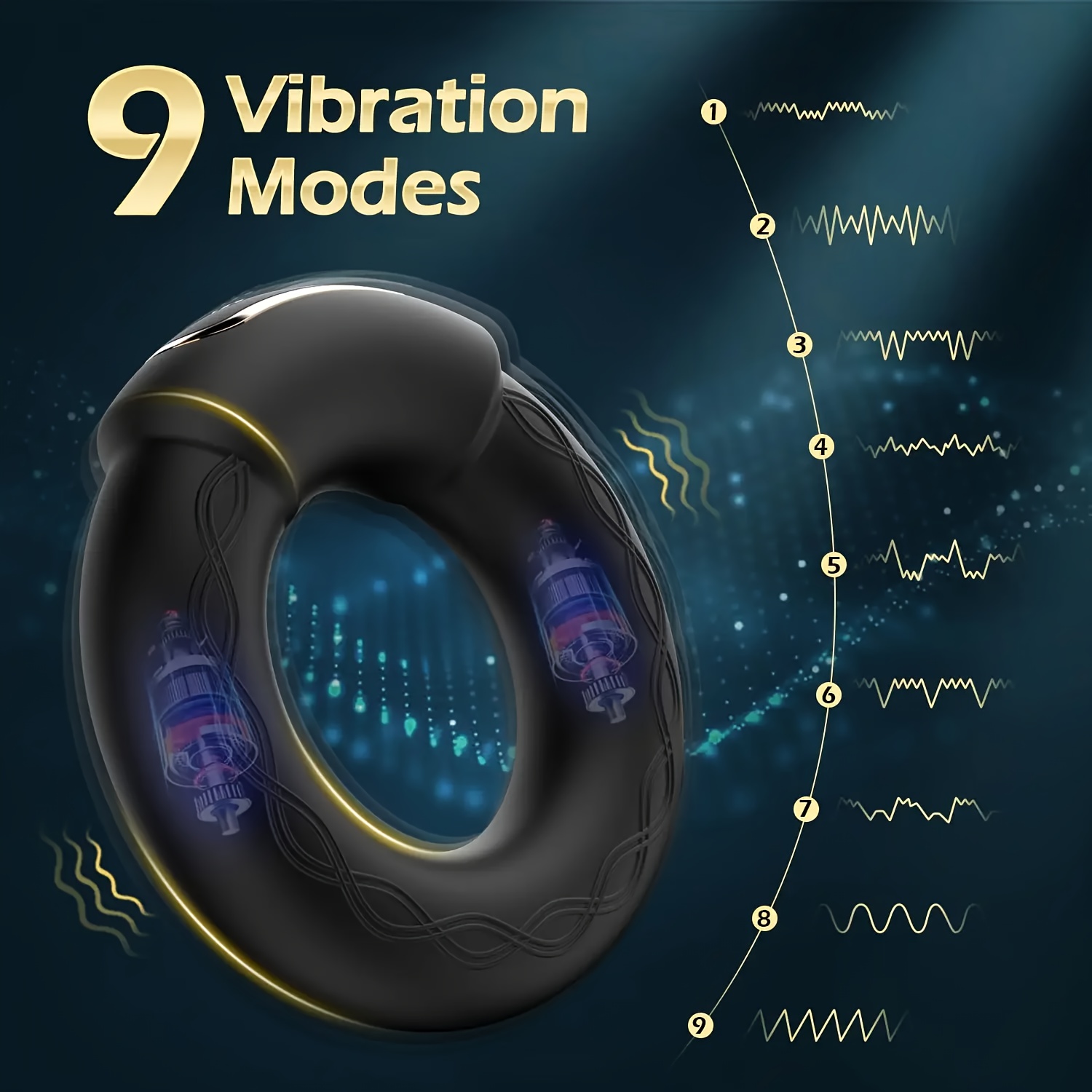 Men'S Vibrating Ring Lock Sperm Ring 9 Frequency Vibration Function Heating Ring USB Charging Easy to Clean