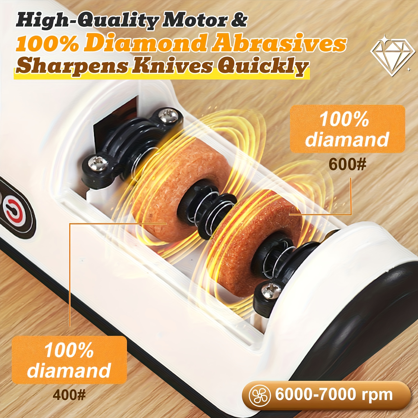 Electric Sharpening Tool, Professional 2-Stage Sharpener for 20 Degree Straight Edges, Sharpening And Polishing for Kitchen Tools | Black