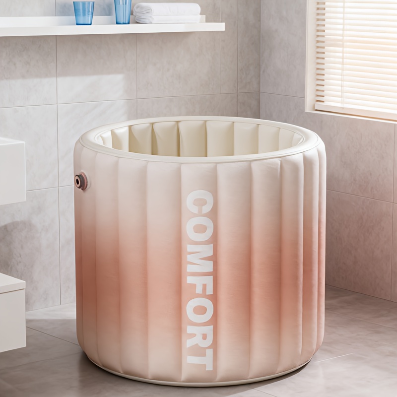 baignoire gonflable pliable     avec pompe manuelle, siège dentrée   et bouchon de vidange, baignoire portable  , baignoire isolée étanche    , baignoire pliable confortable pour toute  , design dégradé de couleur 85cm*70cm Détails du produit 2