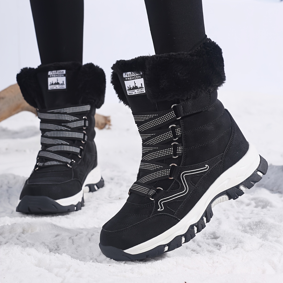 Bottes De Neige Femme Imperméables Doublées Fourrure - Bottes D'Hiver Lacets & Fermeture - Confort Chaudes