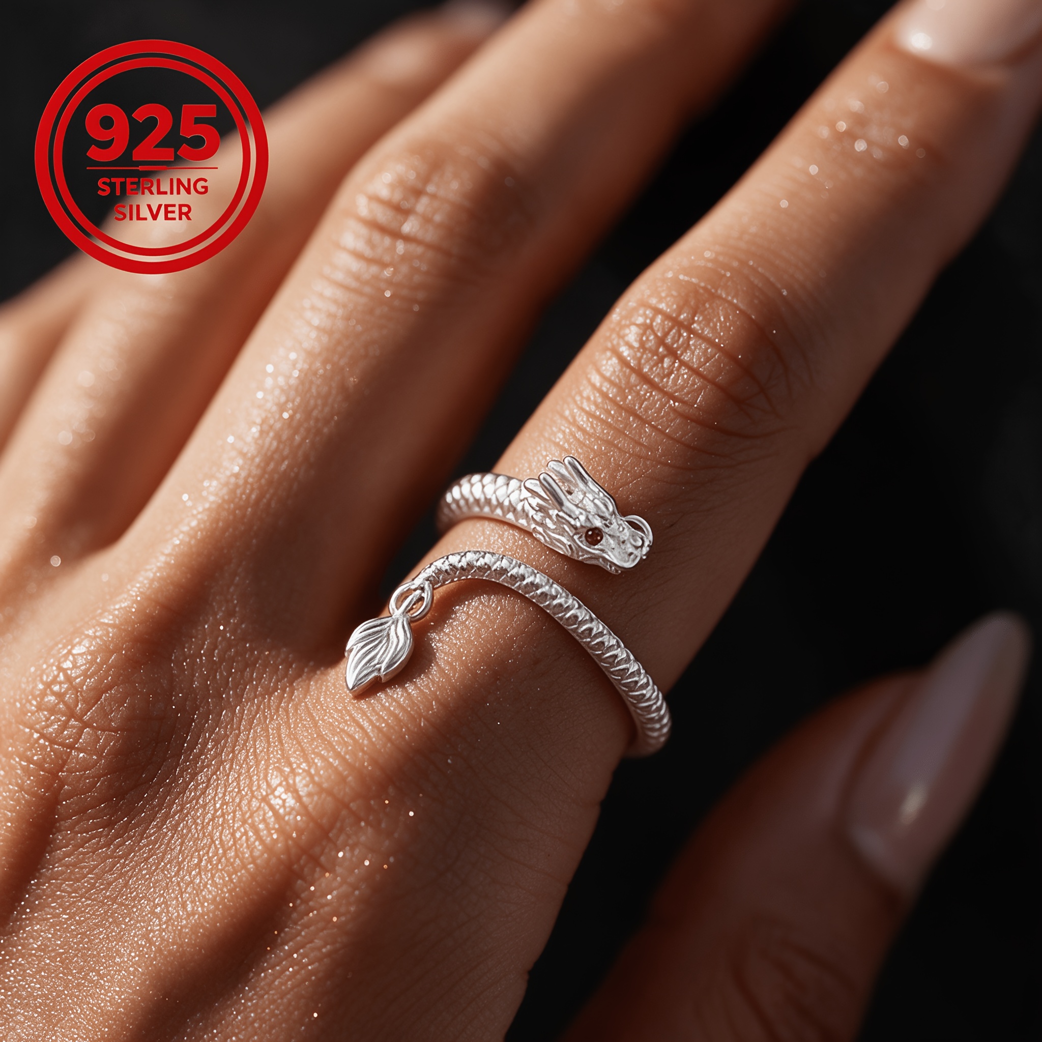 Women's Adjustable Open Dragon Tail Ring, Creative Design