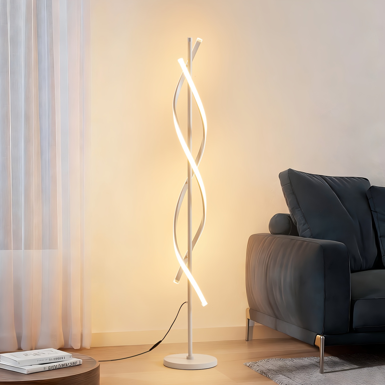 TEMU Lampada da a spirale da 60 pollici per soggiorno, lampada 48W con luminosit� regolabile e telecomando, lampada da a LED temperature di , lampada