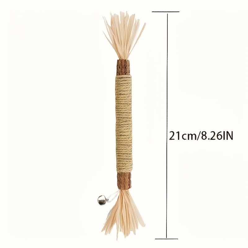 4 pièces de bâtonnets de sisal naturel pour chat - Jouets de nettoyage des dents durables pour chats d'intérieur, fournitures de jeu interactif, Matière, pas besoin de batterie, aide à la santé dentaire | Matière de sisal naturel | Bâtonnets durables, jouet interactif