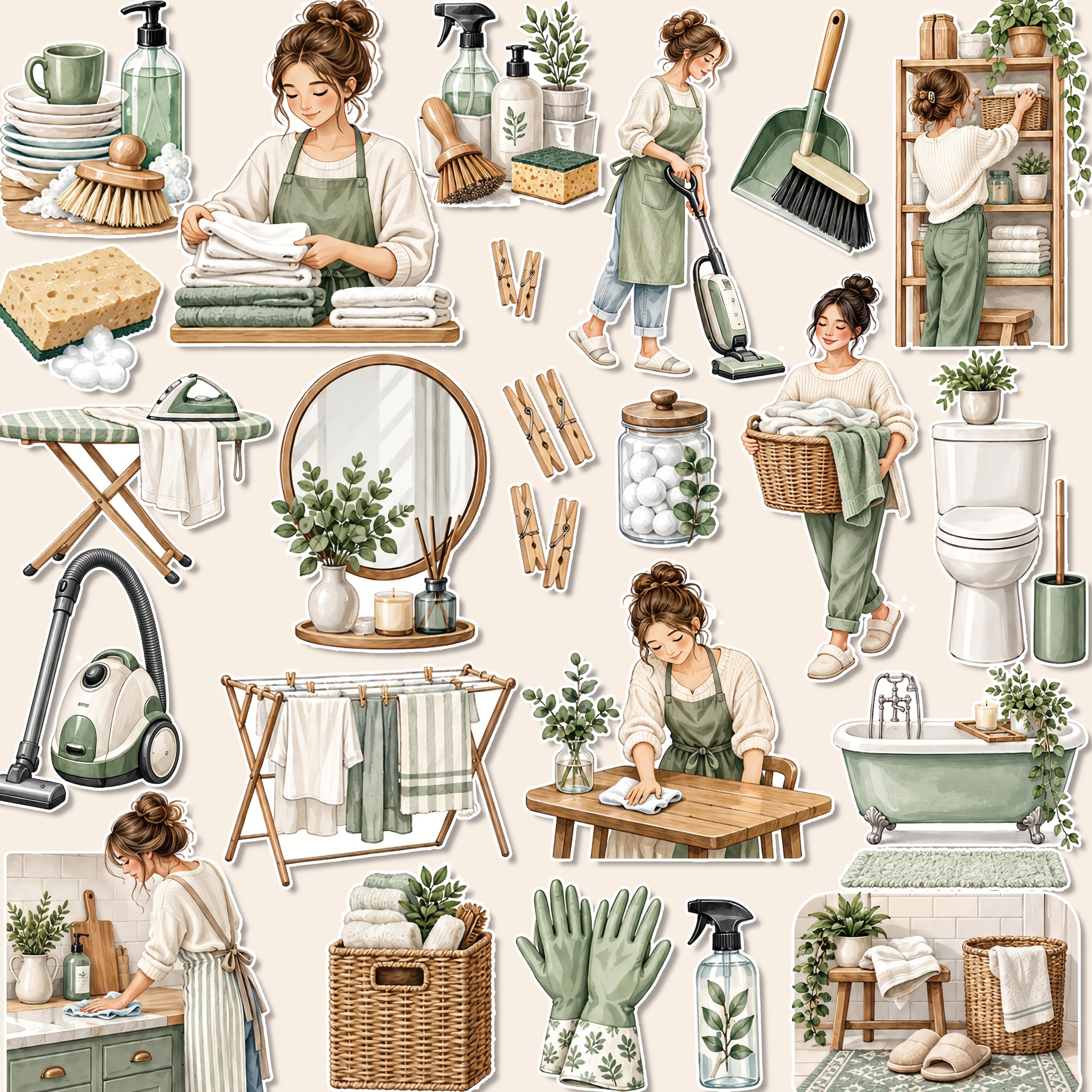 TEMU 1 Set, Housework Theme Stickers, Planner Stickers, Office Stickers, Friendship Love Gift Stickers, Packaging Stickers, Holiday Party Stickers,