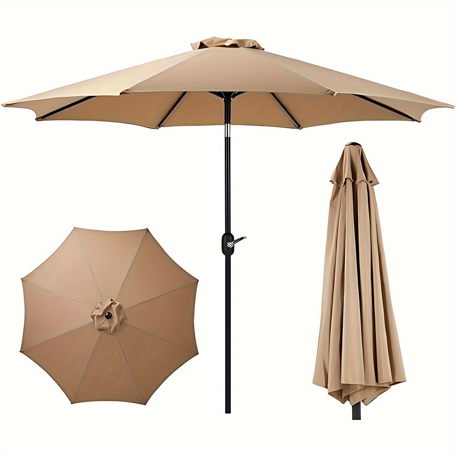 

Dumos 270cm Outdoor Patio Umbrella With Button Tilt And Table Umbrella, 8 Strong Ribs, Waterproof Pool Umbrella, Suitable For Market, Patio, Beach, Garden, Outdoor Restaurant, 3 Colors