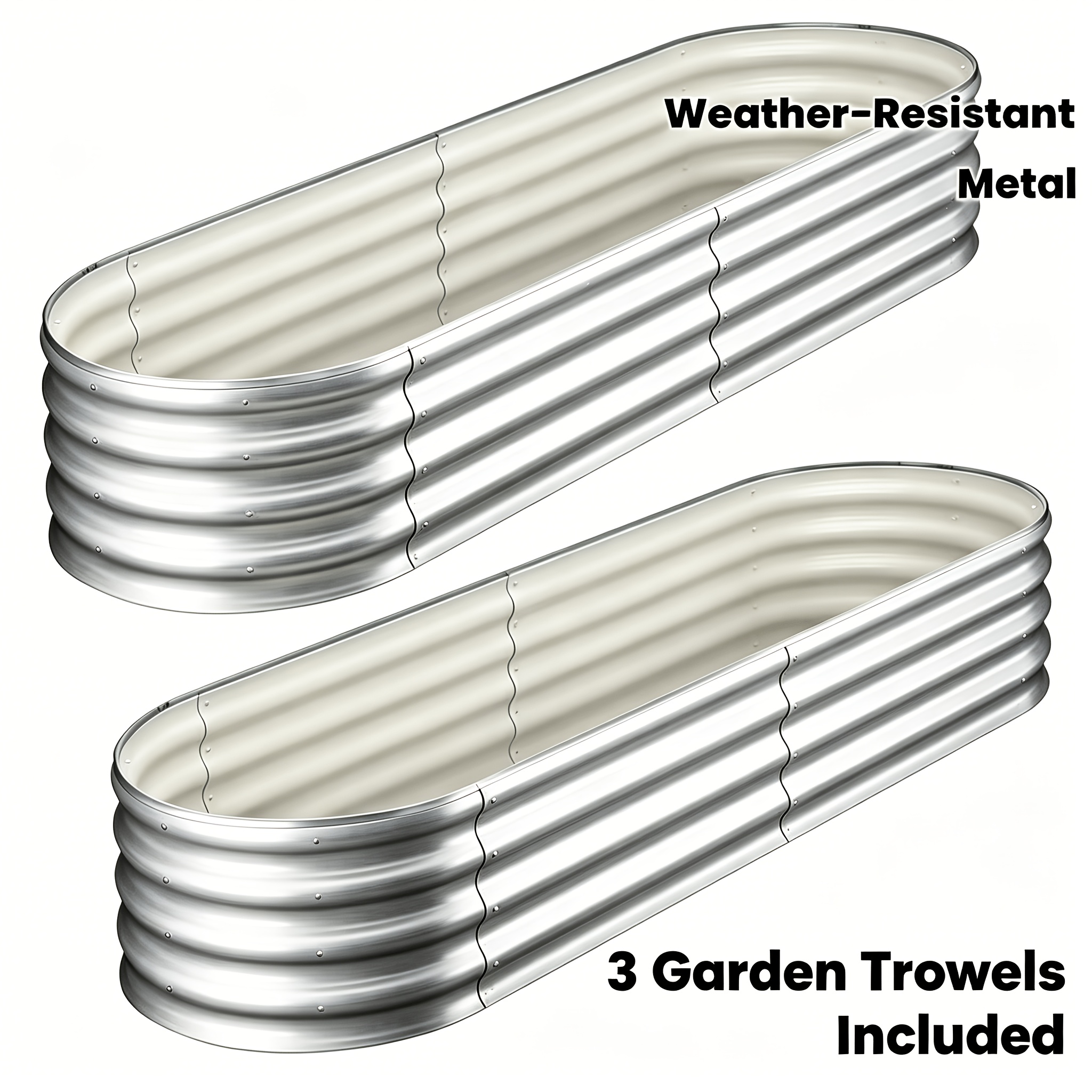 TEMU 2-pack Galvanized Raised Garden Bed, Large Metal Planter Set, Elevated Garden Planters, Suitable For Outdoor Plants, Gray