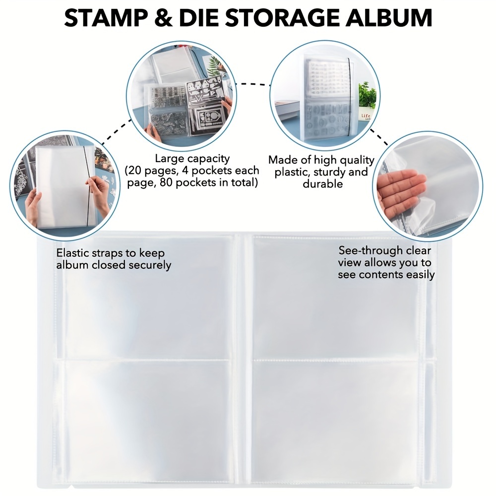 1pc large clear storage album sticker photo storage album multipurpose album with 20 pages stamp cutting dies storage book plastic clear organizer folder