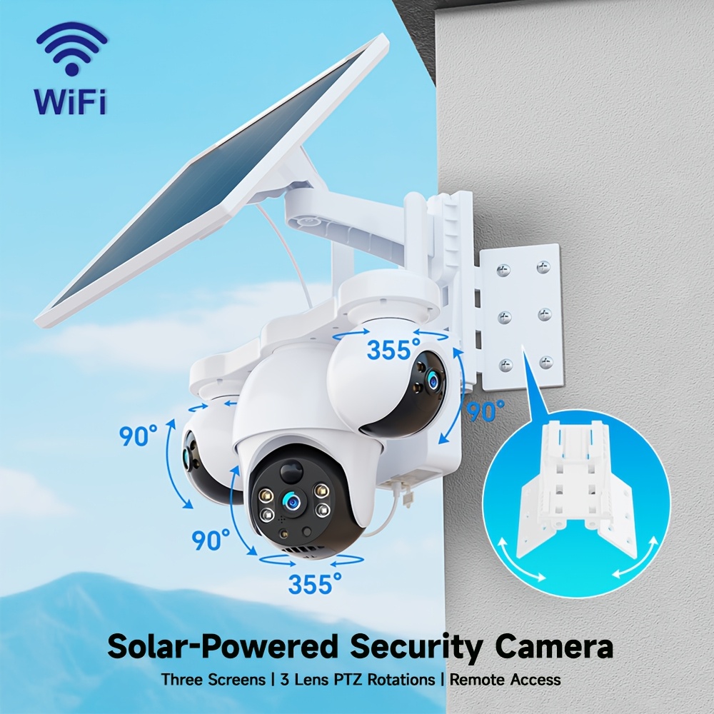 TEMU 8mp Outdoor Security Camera With Ptz System, Pir Human Detection & Motion Tracking, Wifi Camera Suitable For /business, Audio, Night Vision,